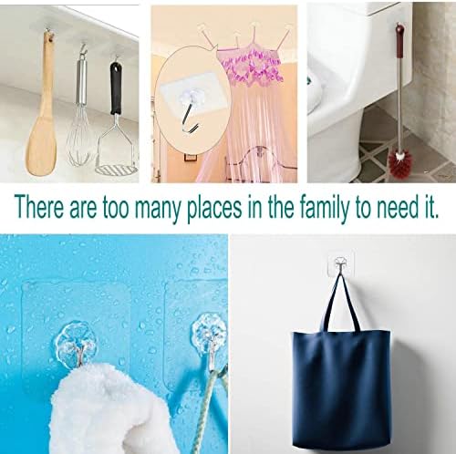 Adhesive Wall Hooks 22lb Max Transparent Reusable Anti-Skid Traceless Heavy Duty