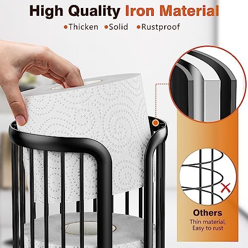 Bunoxea Freestanding Toilet Paper Holder Modern Black