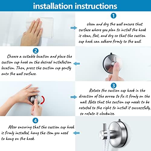 Modern Suction Cup Towel Hooks for Showing Stainless Steel Capacity 15 lbs