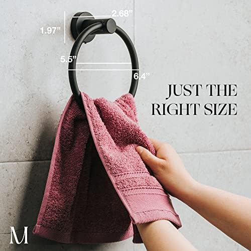 Marmedolux ACC Matte Black Towel Ring - Durable Sturdy Home Kitchen Bathroom Towel Holder