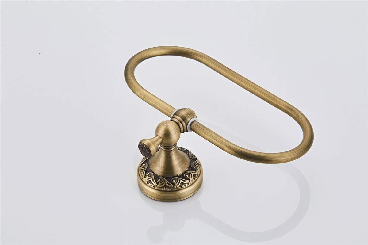 Flybath Oval Towel Ring Antique Brass Exquisite Pattern Carving