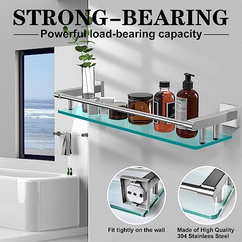 Sturdy 20IN Tempered Glass Polymer Wall-Mounted Sink Organizer