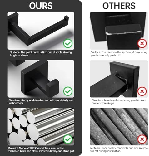Matte Black 5-Piece Bathroom Accessories Set Durable SUS304 Steel