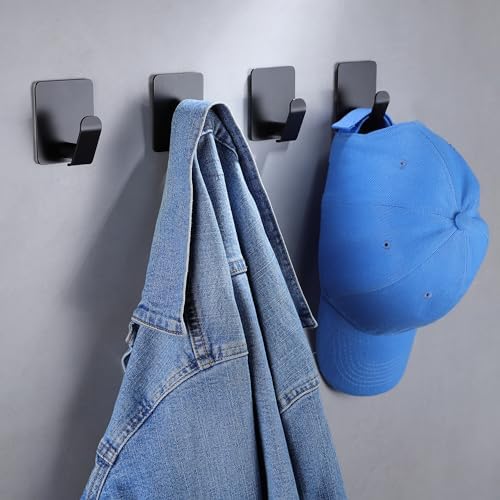 Taozun Adhesive Towel Hooks 4-Pack Stainless Steel Rust and Oil Proof