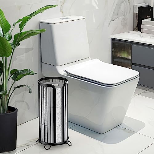 Bunoxea Freestanding Toilet Paper Holder Modern Black