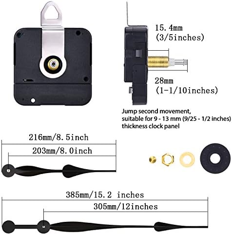 Hicarer High Torque Quartz Long Shaft Clock Mechanism Replacement for DIY