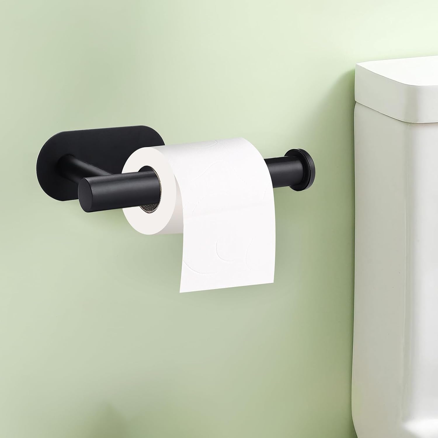 JOY DECOR 1-Pack Adhesive Toilet Roll Holder Stand - Matte Black