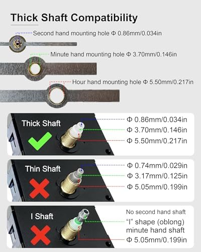 Silver Replacement Clock Hands Kit for Thick Shaft Mechanisms 8 Set
