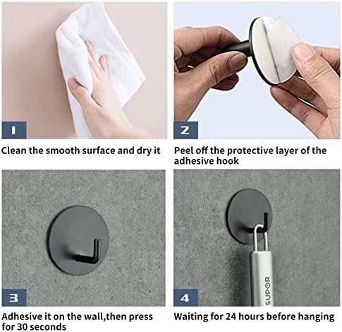 RiseAge 4-Piece Stainless Steel Adhesive Shower Hooks