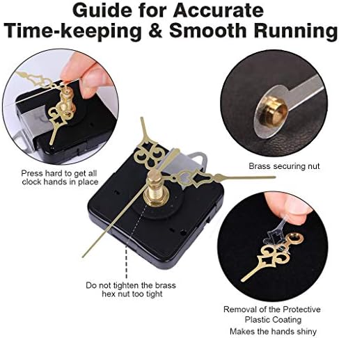 EMOON 2-Piece Clock Mechanism Kit with 4 Pairs Slot Hands
