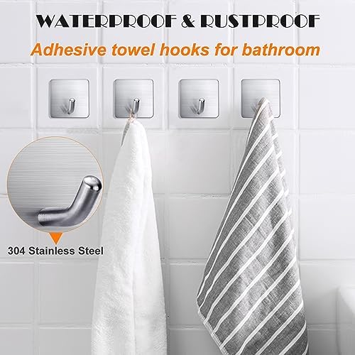 Heavy Duty Adhesive Towel Hook Set