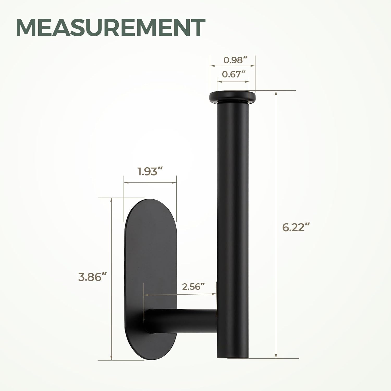 JOY DECOR 1-Pack Adhesive Toilet Roll Holder Stand - Matte Black