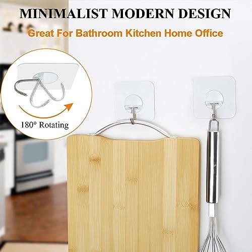 Premium Adhesive Wall Hooks for Bathroom Kitchen Office - Durable Sticky Hangers