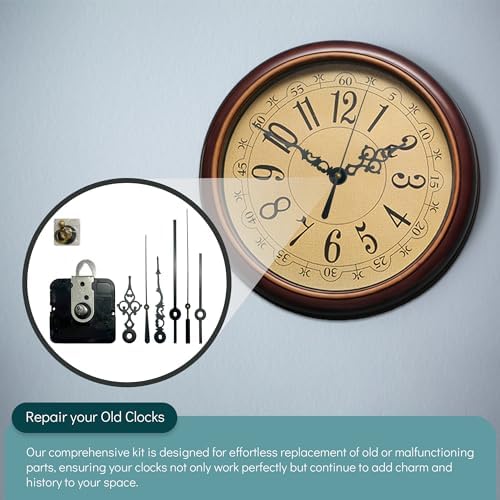 Precision Wall Clock Mechanism Kit - USA Made Black