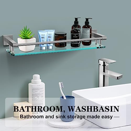 Sturdy 20IN Tempered Glass Polymer Wall-Mounted Sink Organizer