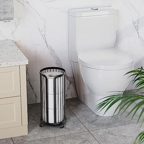 Bunoxea Freestanding Toilet Paper Holder Modern Black