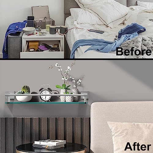 Sturdy 20IN Tempered Glass Polymer Wall-Mounted Sink Organizer