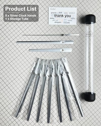 Silver Replacement Clock Hands Kit for Thick Shaft Mechanisms 8 Set
