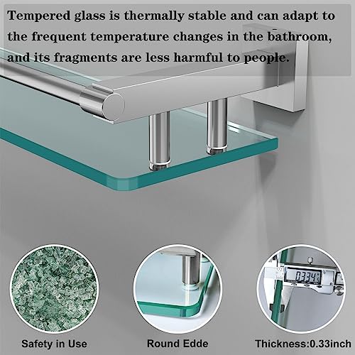 Sturdy 20IN Tempered Glass Polymer Wall-Mounted Sink Organizer