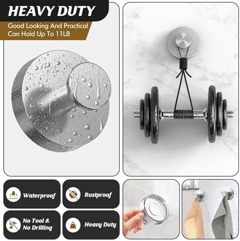 MOTAIPEAK Suction Cup Shower Hooks 2PK Silver