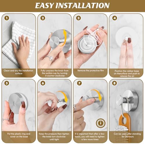 MOTAIPEAK Suction Cup Shower Hooks 2PK Silver