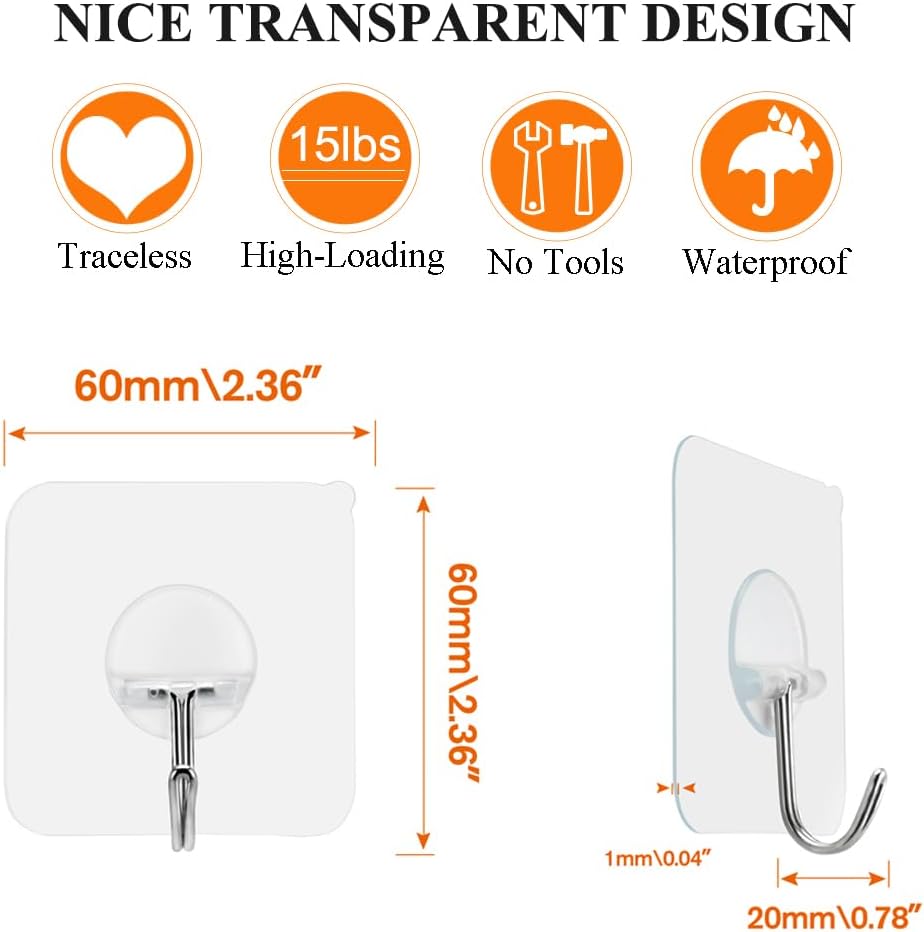 Premium Adhesive Wall Hooks for Bathroom Kitchen Office - Durable Sticky Hangers