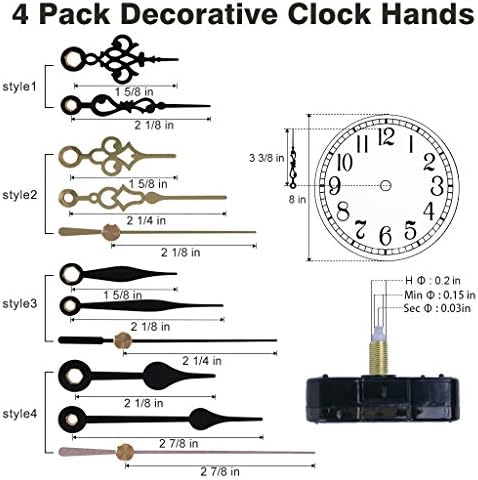 EMOON 2-Piece Clock Mechanism Kit with 4 Pairs Slot Hands