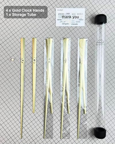 Premium Clock Kit with Long Gold Brass Hands