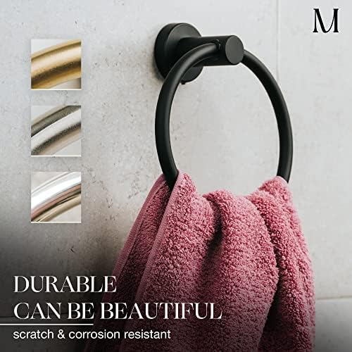 Marmedolux ACC Matte Black Towel Ring - Durable Sturdy Home Kitchen Bathroom Towel Holder