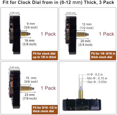 EMOOM 3-Piece Silent Clock Mechanism Kit