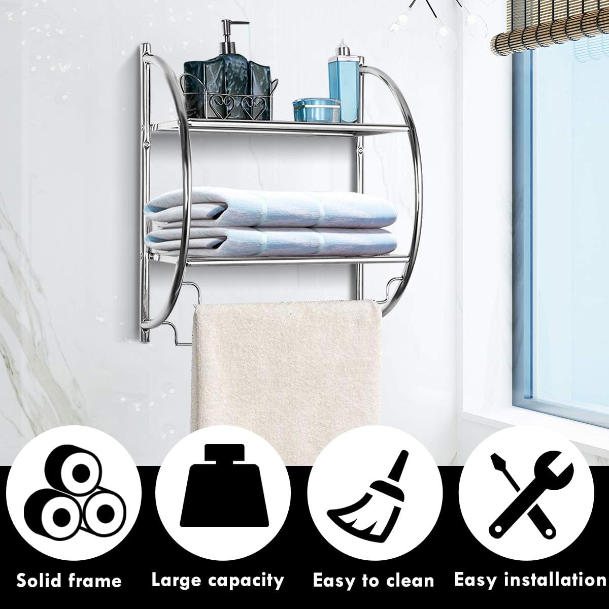 Stylish Rustproof 2-Tier Wall-Mounted Bathroom Shelf