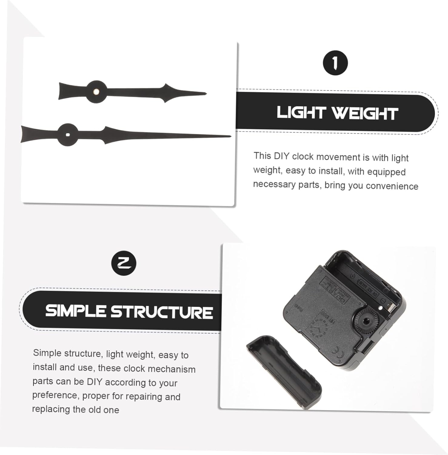 DIY Quartz Wall Clock Mechanism Set with Silent Shaft and Parts