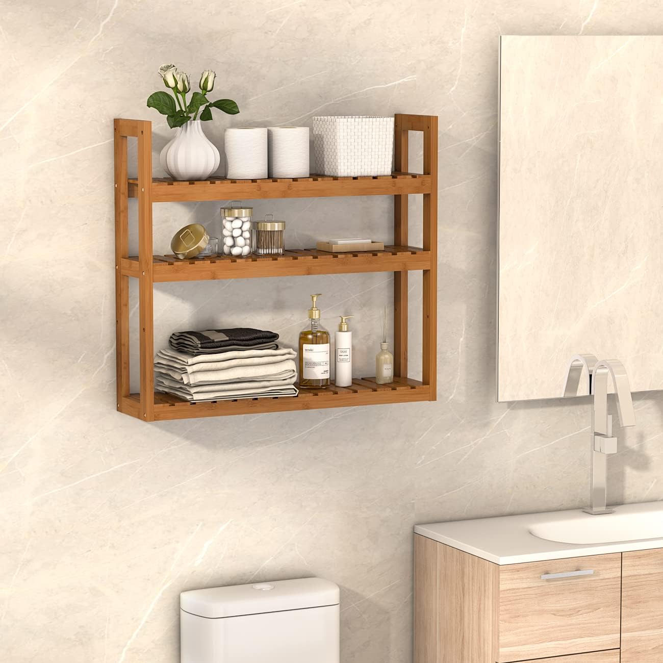 Dominax Bamboo Bathroom Storage Shelf