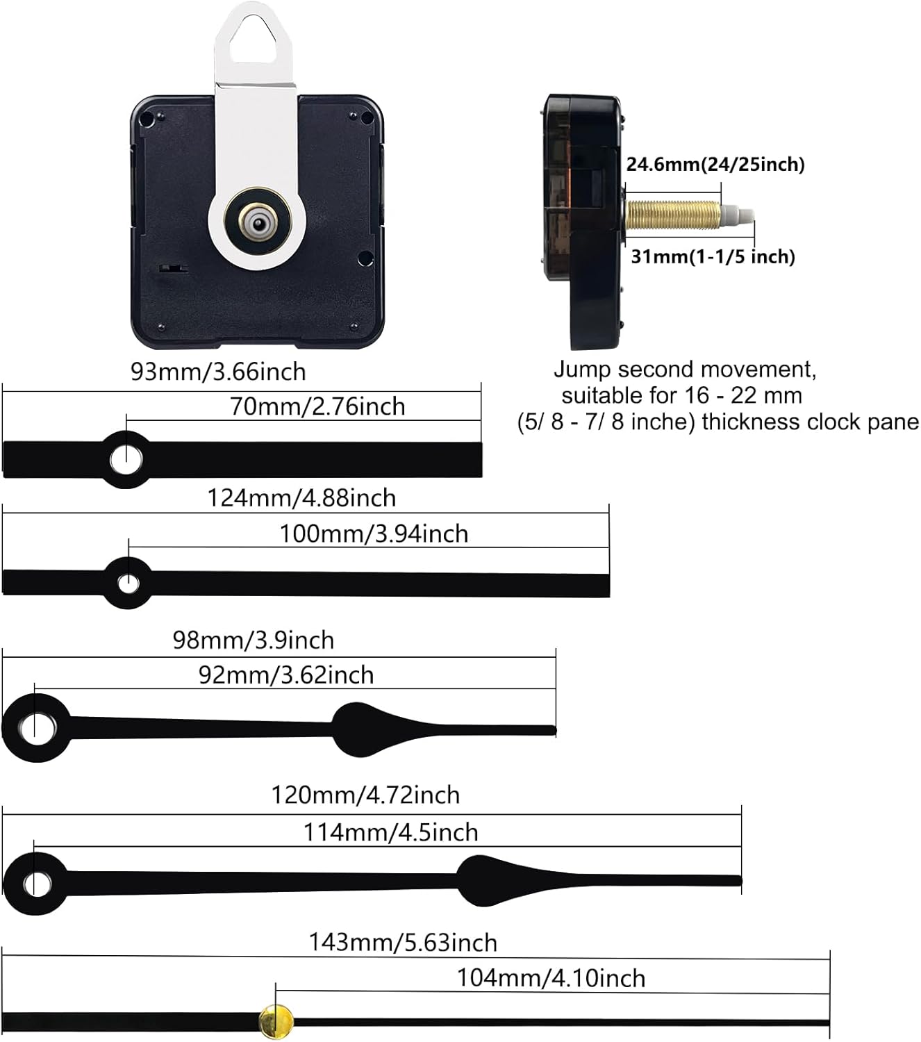 31mm Quartz Long Shaft Clock Movement Repair Kit from AirUIFU