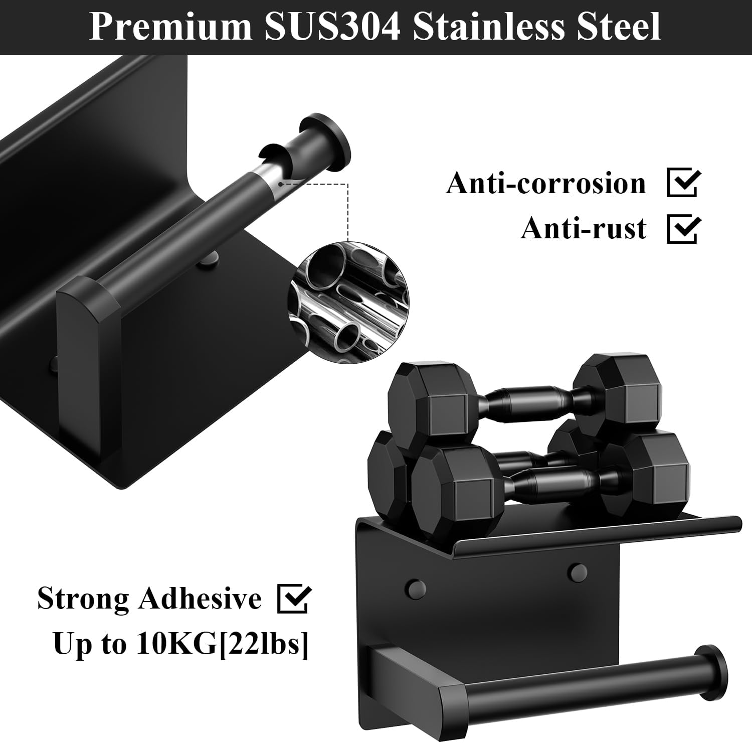 Tindbea toilet paper holder with phone shelf