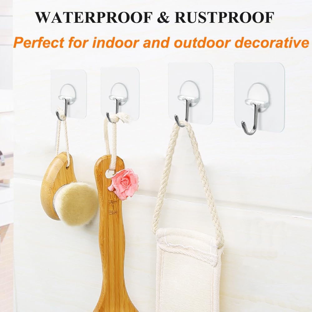 Premium Adhesive Wall Hooks for Bathroom Kitchen Office - Durable Sticky Hangers