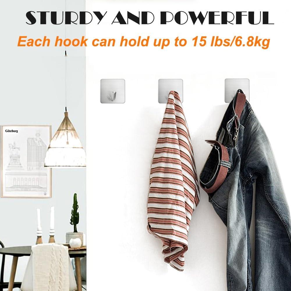 Heavy Duty Adhesive Towel Hook Set