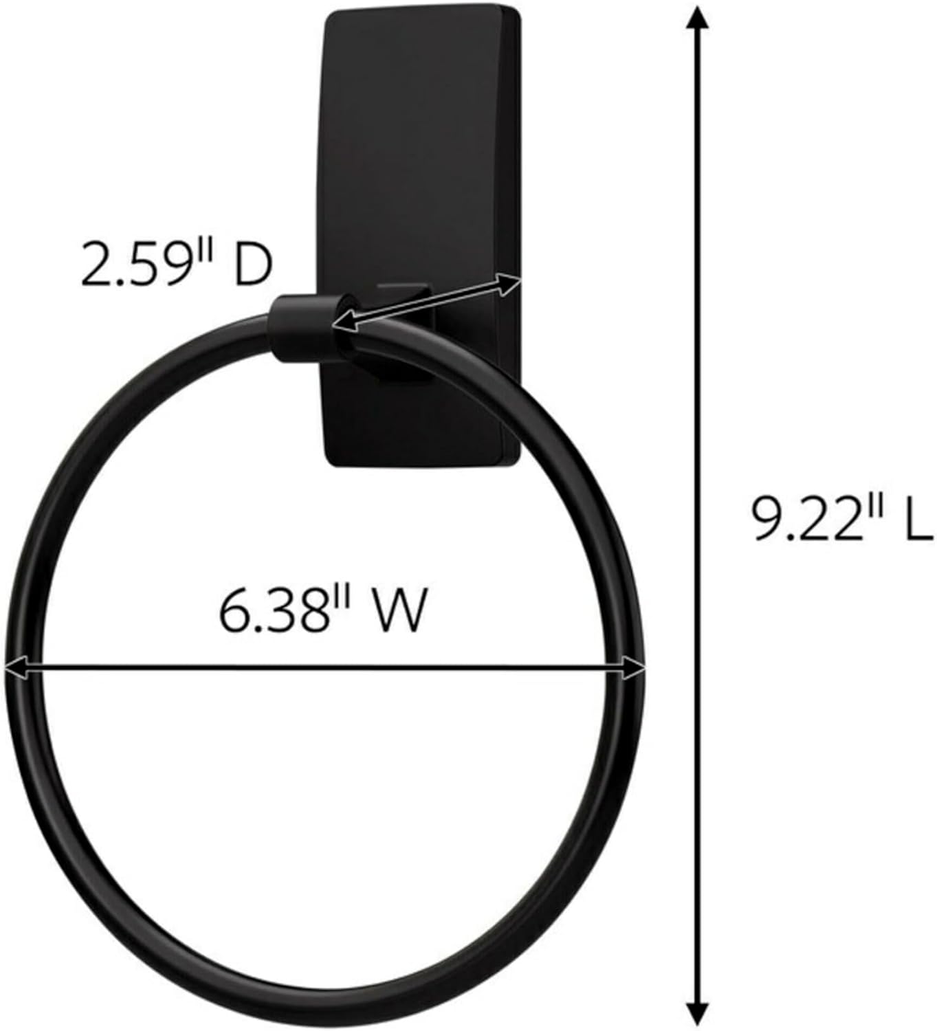Matte Black Command Hand Towel Holder 5 lbs Capacity