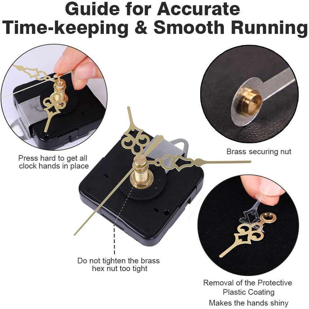 EMOON 2-Piece Clock Mechanism Kit with 4 Pairs Slot Hands