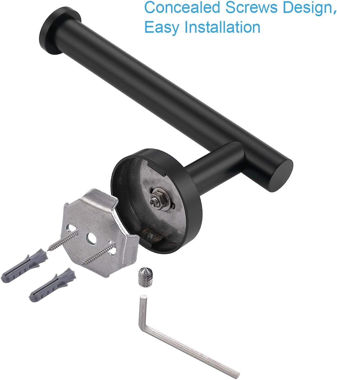TASTOS Matte Black Stainless Steel Toilet Paper Holder