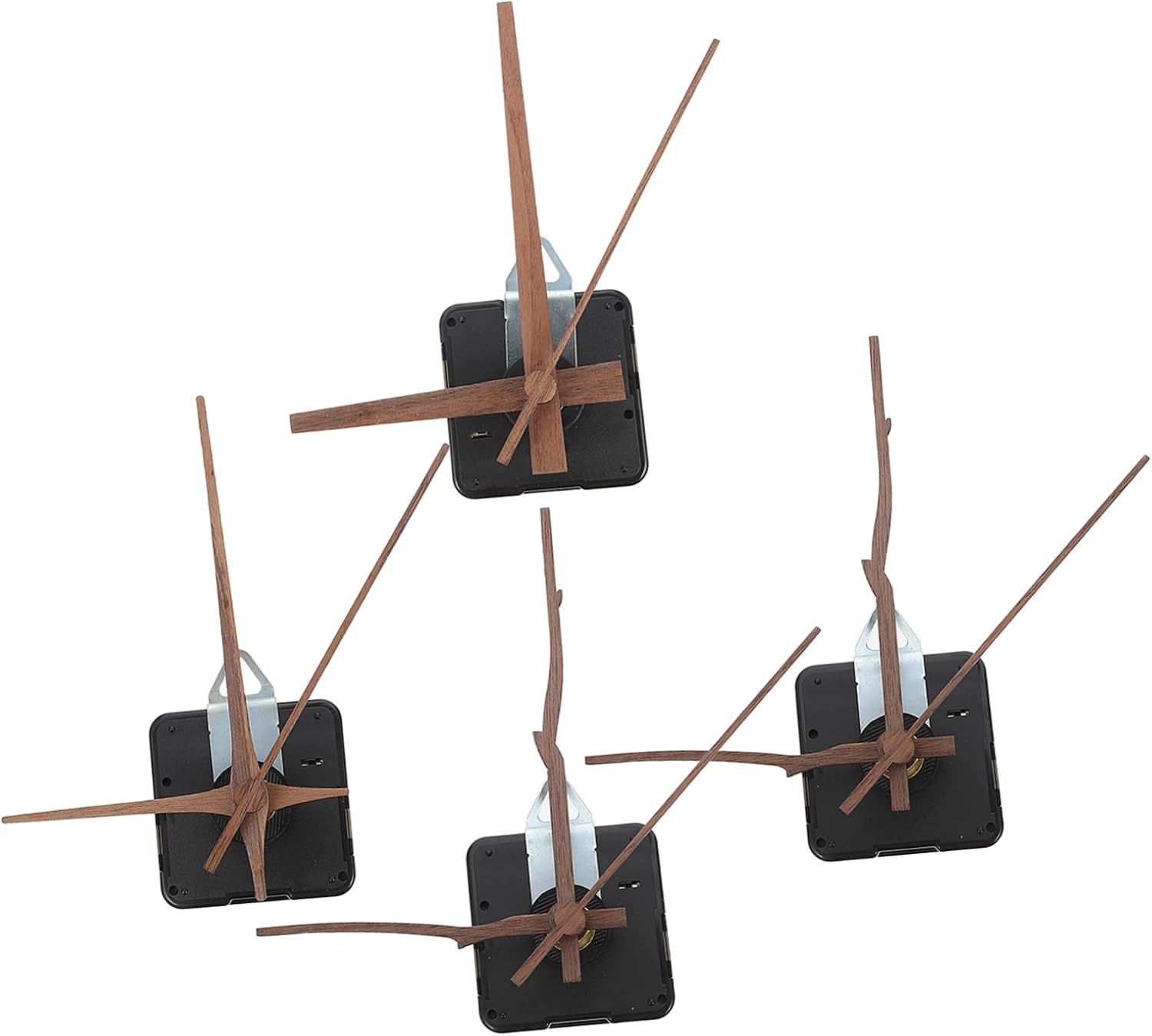 jojofuny 4-Set Quartz Wall Clock Mechanism Replacement Kit - Walnut Wood Clock Hands
