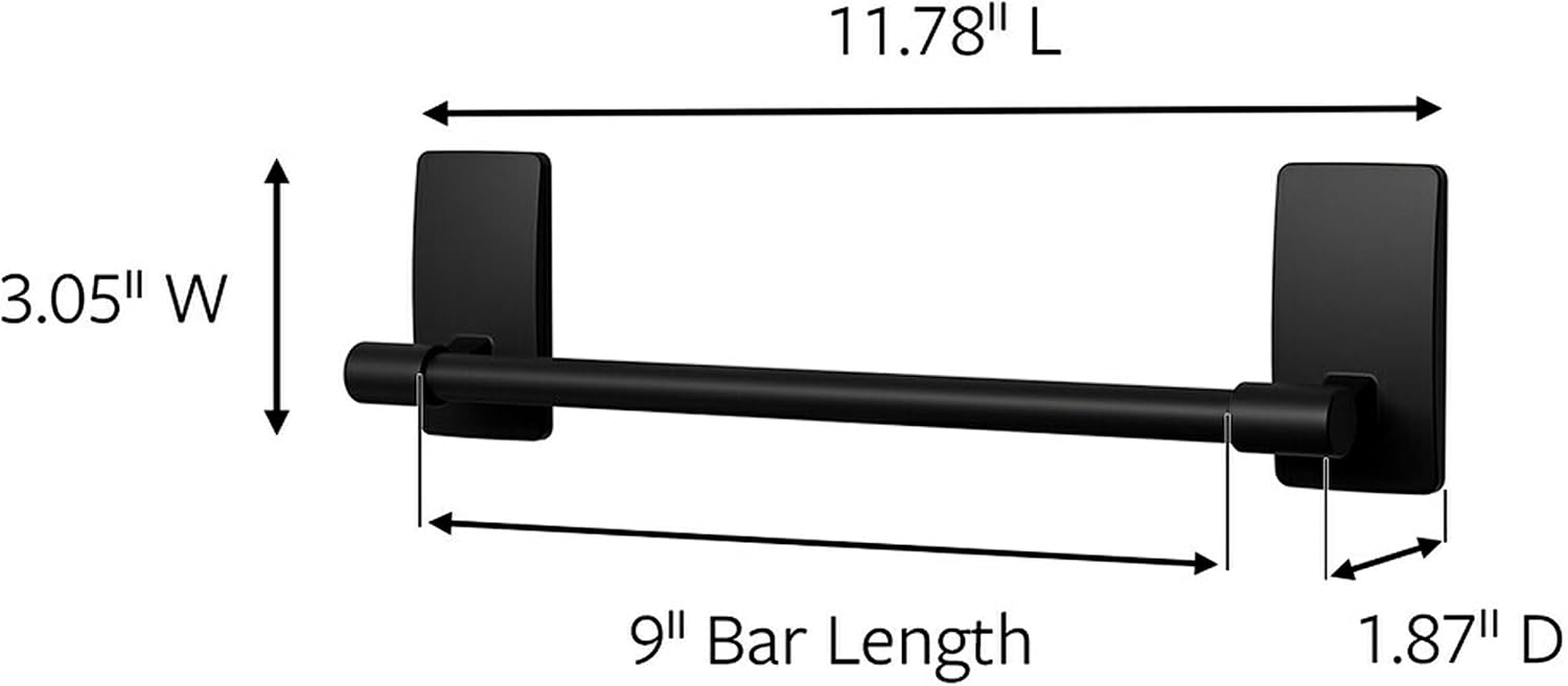 Command Hand Towel Bar Durable Bathroom Fixture 9 in Bar Length