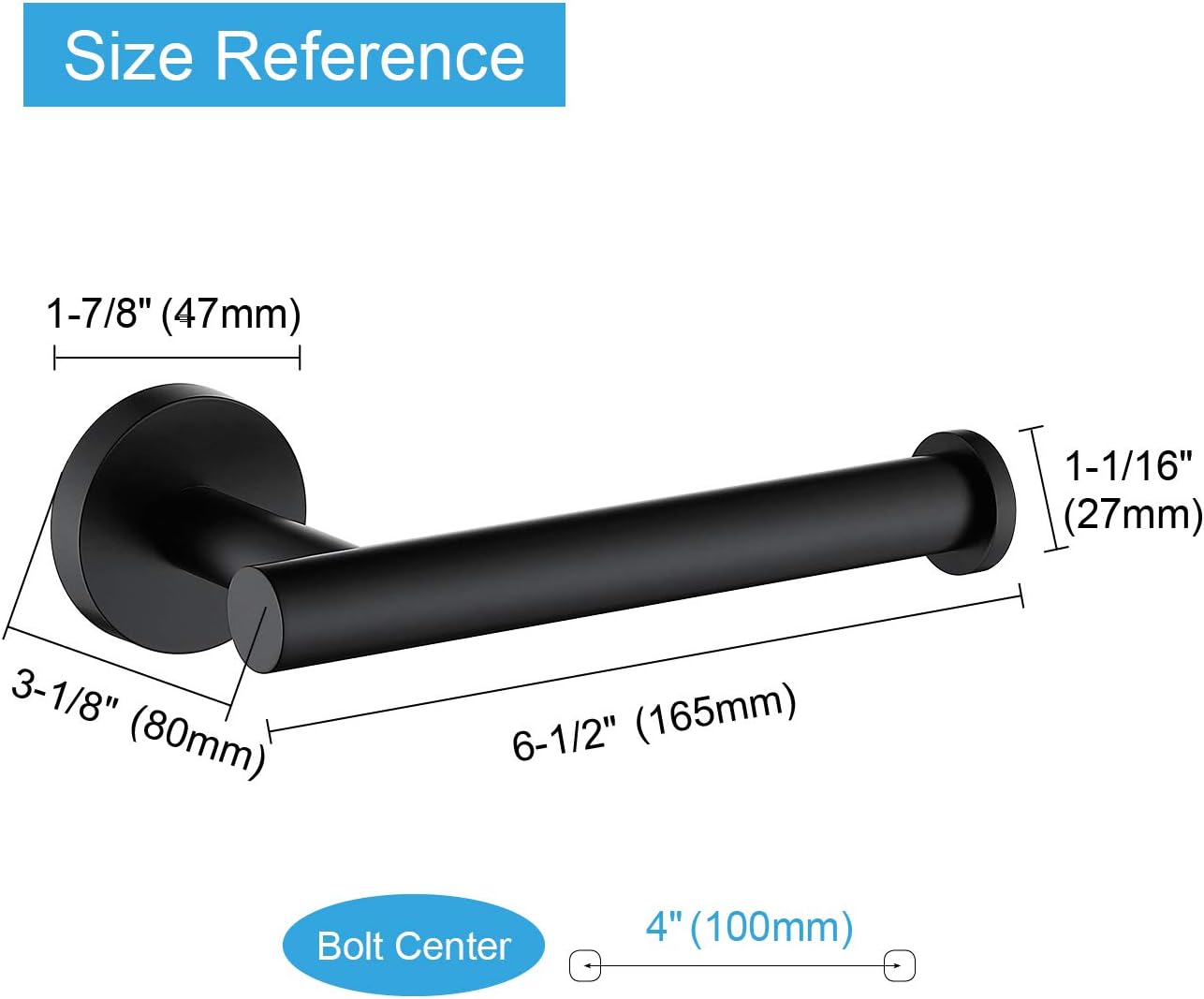 TASTOS Matte Black Stainless Steel Toilet Paper Holder