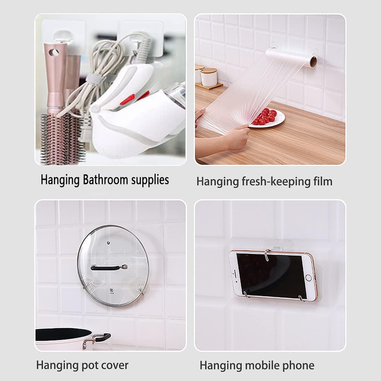 Sturdy Adhesive Hook Set for Kitchen Bathroom Use