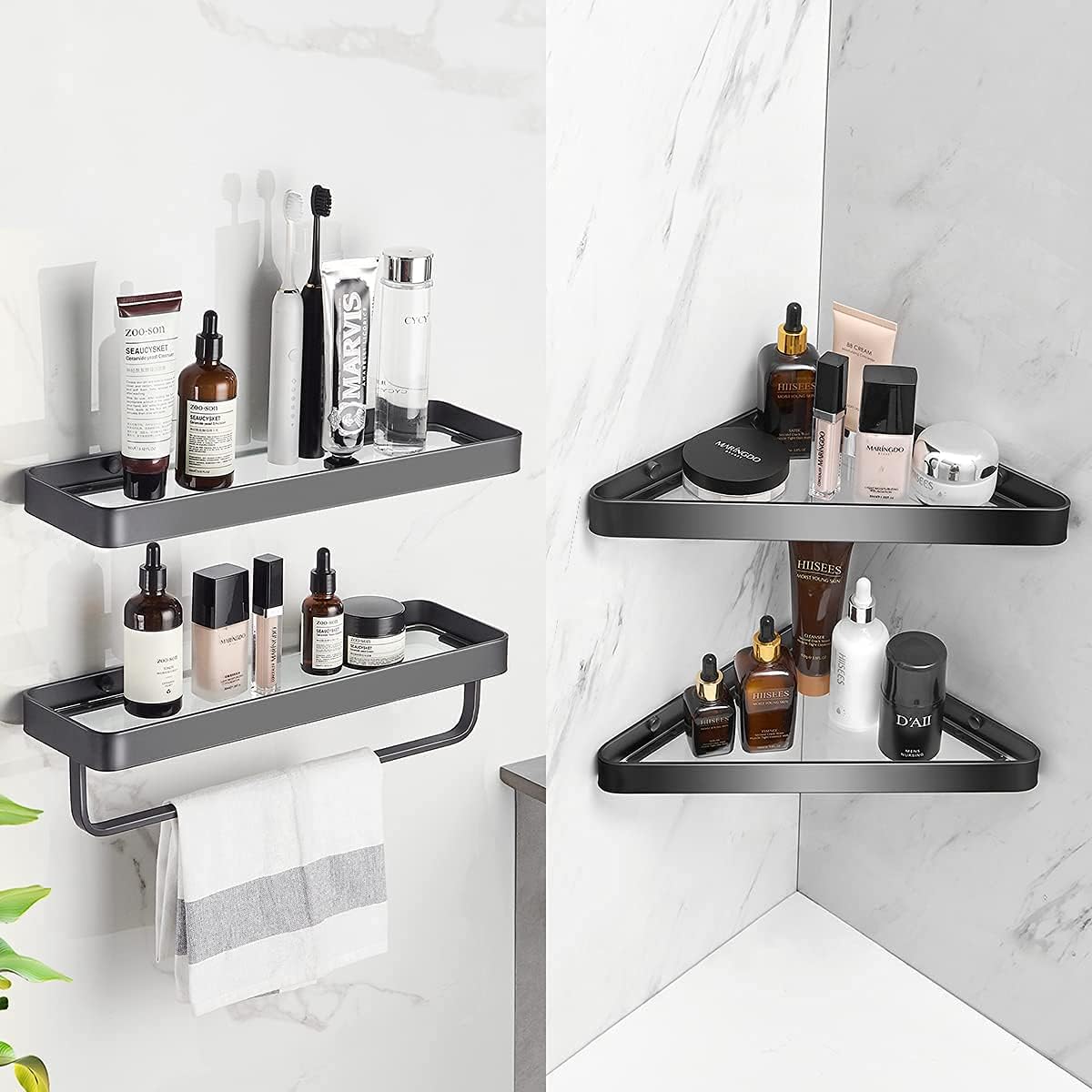 VOLPONE Tempered Glass Bathroom Shelf - Rustproof Durable