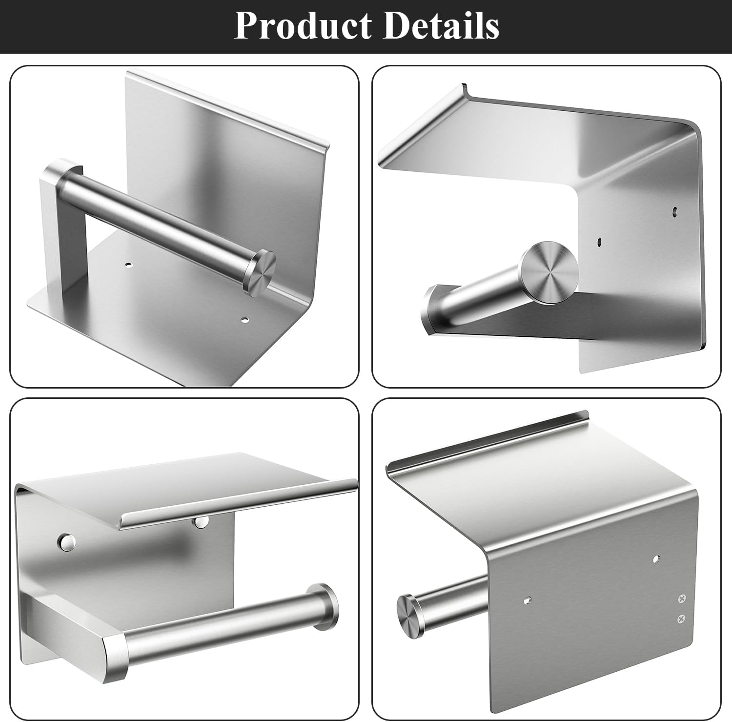 Stainless Steel Toilet Paper Holder with Phone Shelf