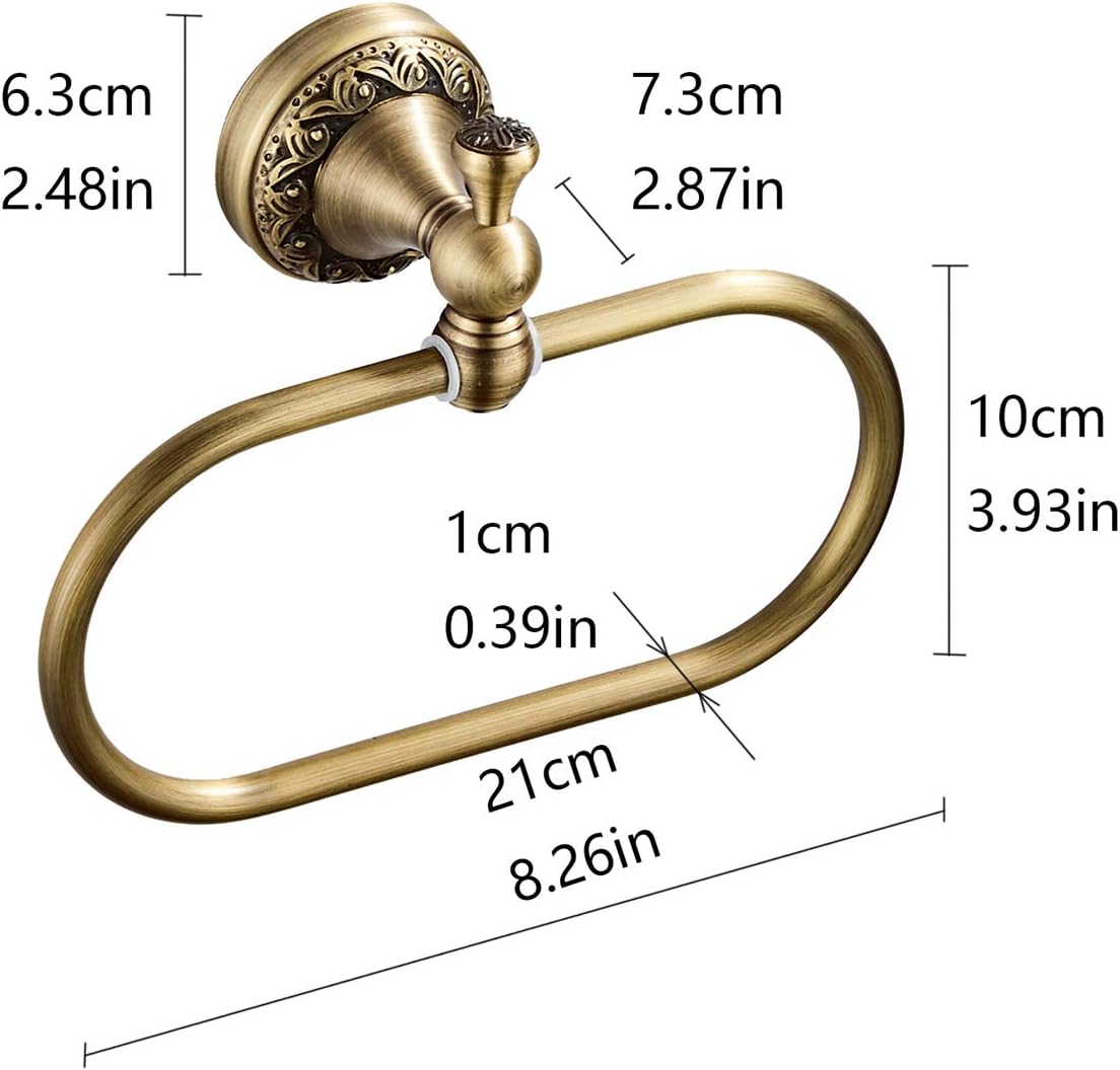 Flybath Oval Towel Ring Antique Brass Exquisite Pattern Carving