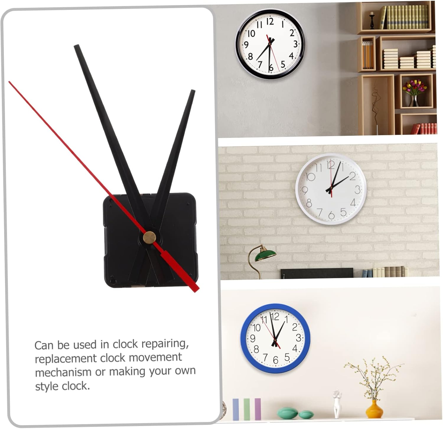 Plastic LED-Free Clock Movement Mechanism Kit for DIY Wall Clock Repair