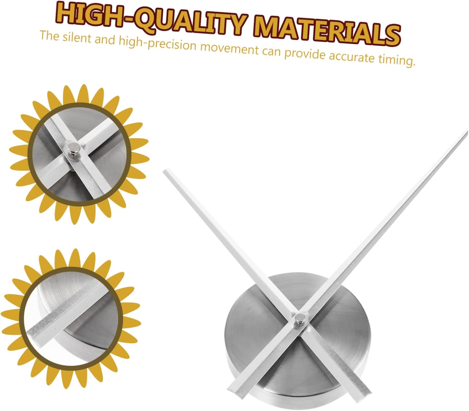 Oversized DIY Wall Clock Parts - clock movement 3D design Silver Alloy