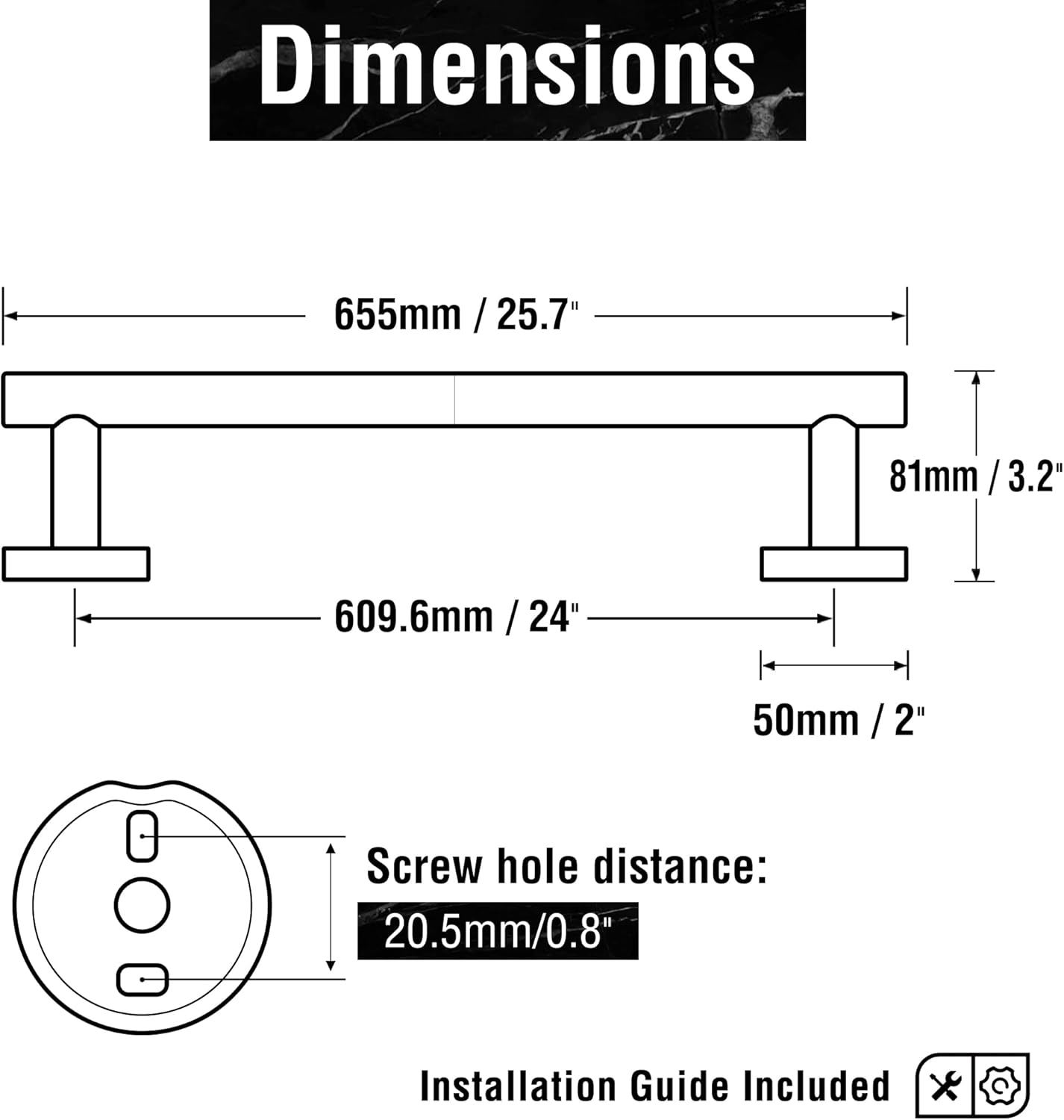HITSLAM 257-Inch Brushed Nickel Towel Bar